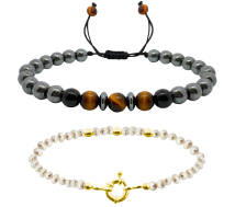 GRAV Pearl And Tiger’s Eye Men Páros Karkötő