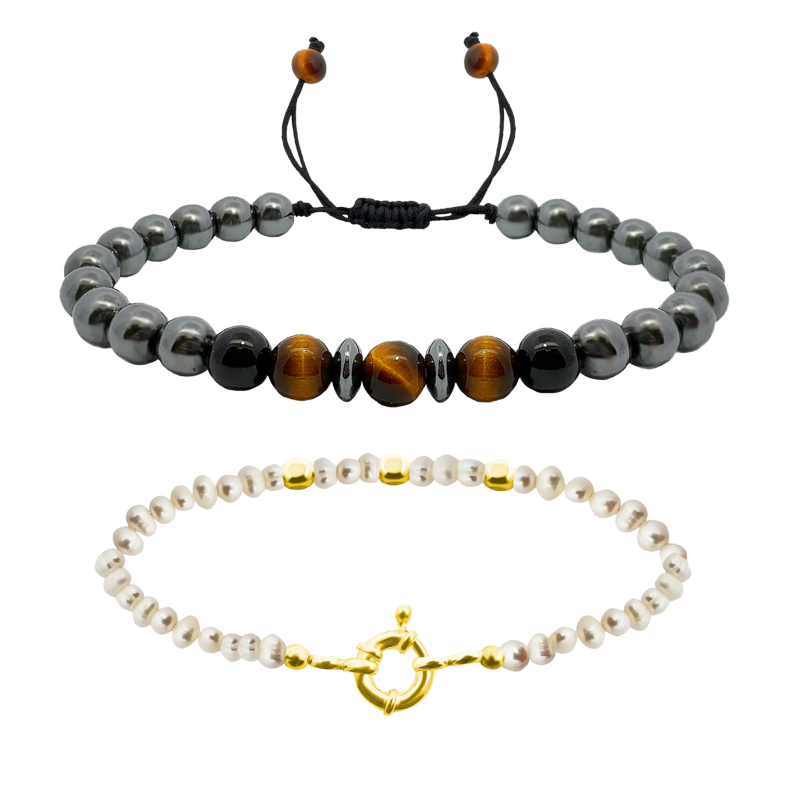 GRAV Pearl And Tiger’s Eye Men Páros Karkötő