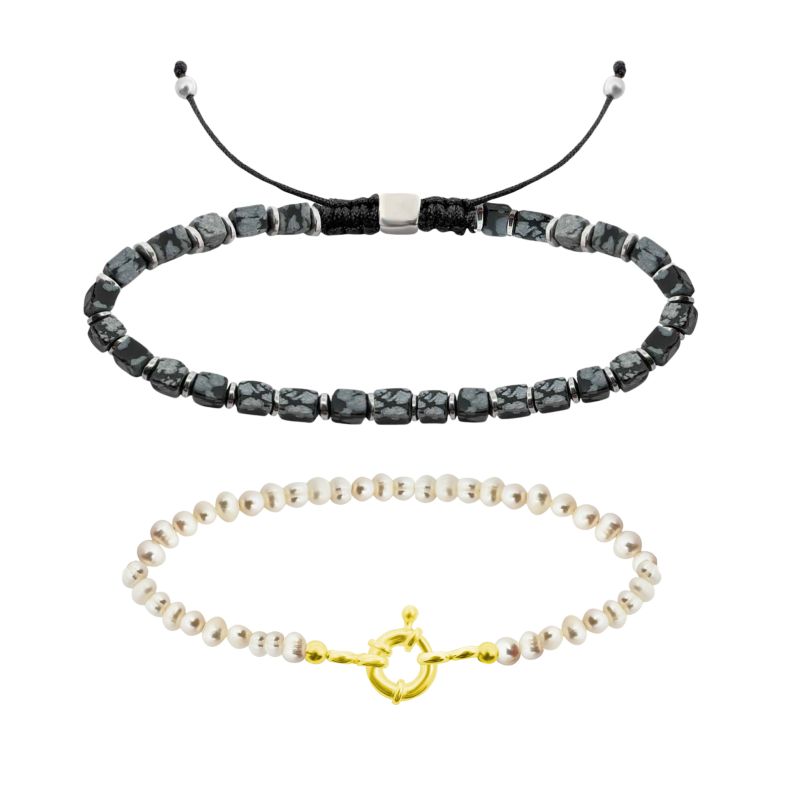 GRAV Pearl And Obsidian Páros Karkötő