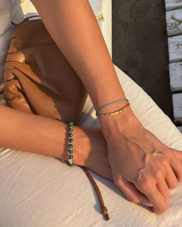 GRAV Green & Gold Hematite Ezüst 925 Karkötő