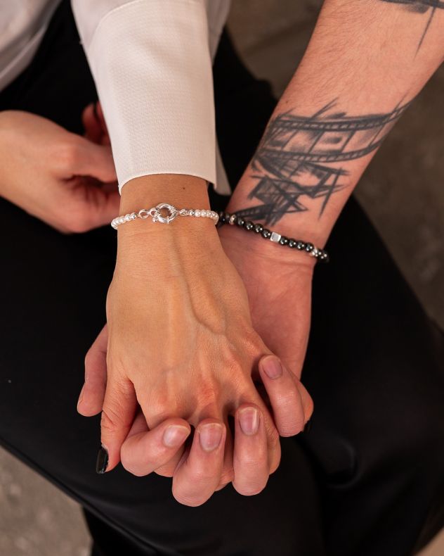 GRAV Pearl And Hematite Ezüst 925 Páros Karkötő